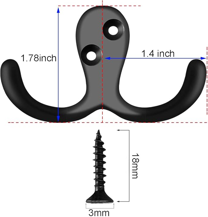 IBosins 28 Pack Heavy Duty Double Prong Coat Hooks Wall Mounted - Image 2