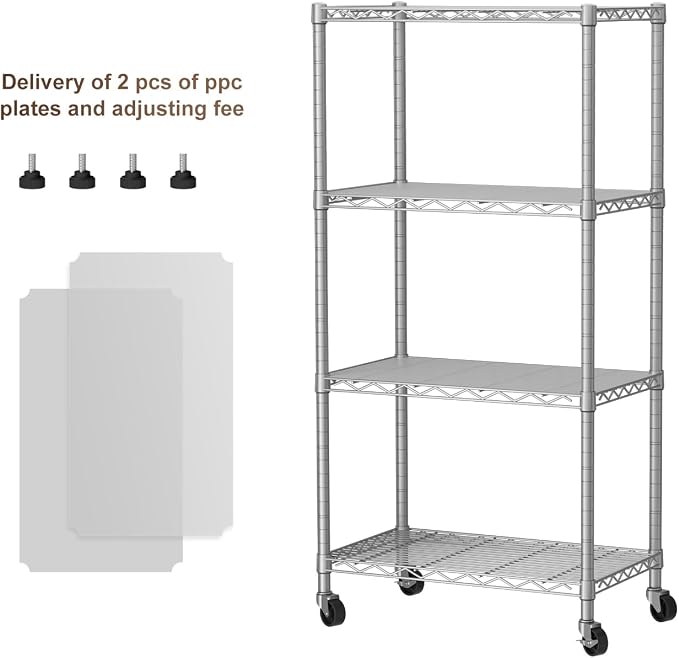 4 Tier Shelves Storage Shelf Wire Closet Bathroom Organizers Metal Pantry - Image 3