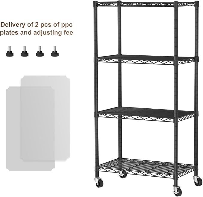 4 Tier Shelves Storage Shelf Wire Closet Bathroom Organizers Metal Pantry - Image 3