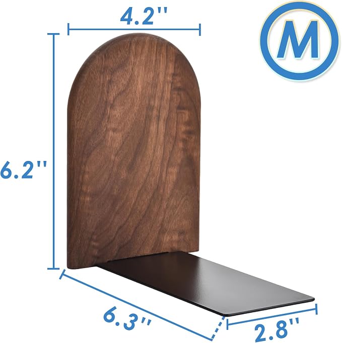 Book Ends, Sturdy Wooden Bookends - Image 6