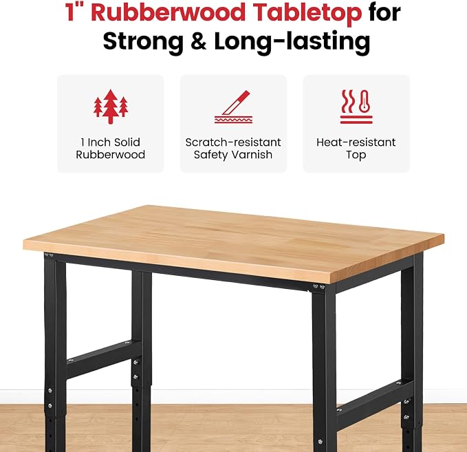 Work Bench for Garage Workbench Adjustable Height Work Table for Shop - Image 3