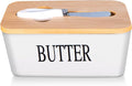 Large White Butter Dish with Lid and Knife by QIANCHANG