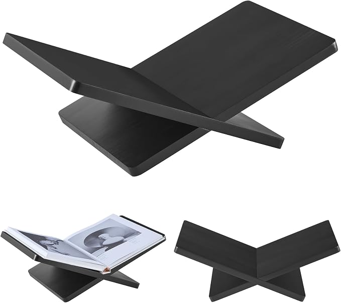 Solid Wooden Book Stand for Desktop Display & Reading –15.7" x 9.4" x 5.7” by DECORANYUS