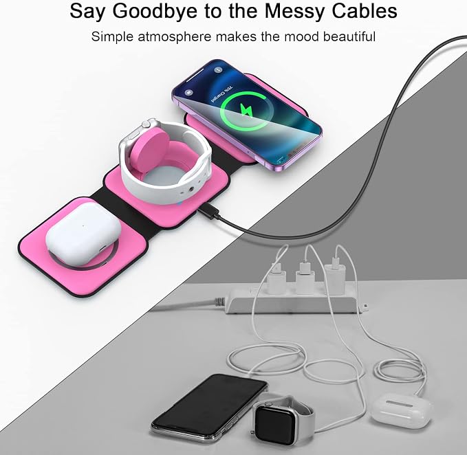 Wireless Charger 3 in 1, RTOPS Magnetic Travel Wireless Charging Station - Image 4