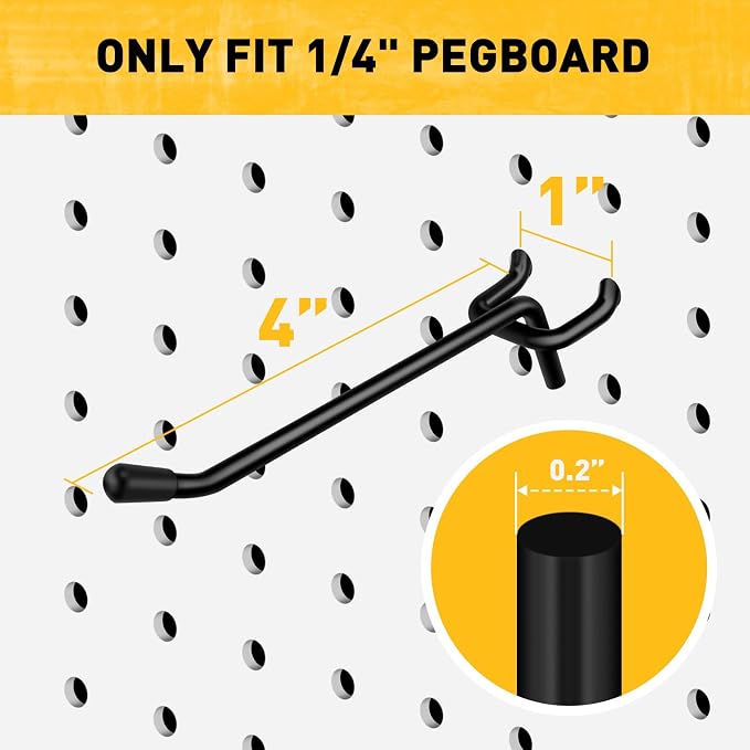 ELEAD 60-Piece 4 Inch Extra Thick Pegboard Hooks, Heavy Duty Peg Board - Image 3