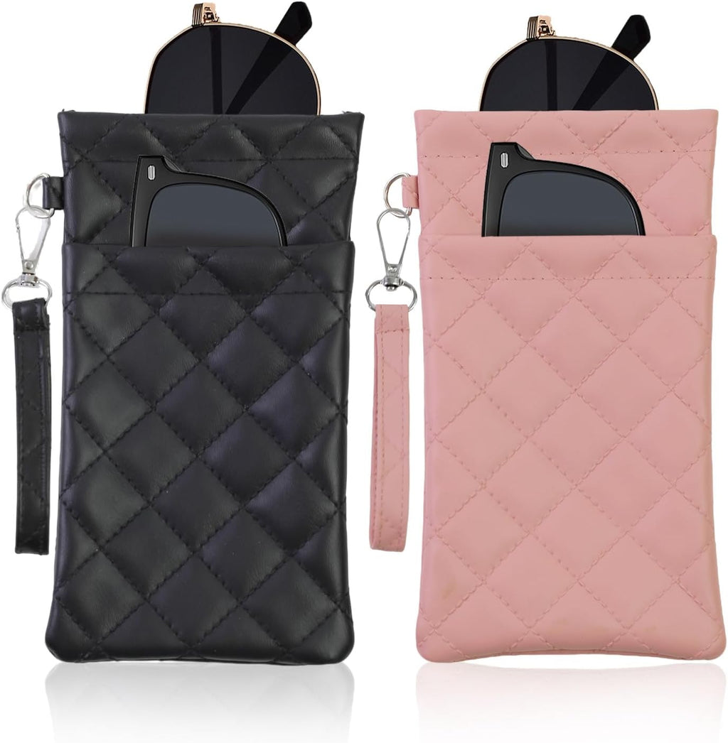 Double Eyeglass Case Soft Dual Glasses Case for Women Men Travel