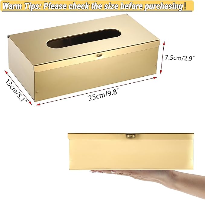 Sumnacon Tissue Box Cover Rectangle Stainless Steel Tissue Box Stylish Tissue - Image 3