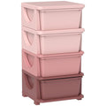 Qaba 4 Tier Kids Storage Unit, 4 Drawer Chest Toy Organizer Plastic Bins by Qaba