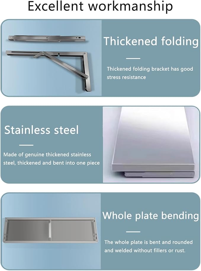 304 stainless steel folding table, wall-mounted folding table, kitchen storage - Image 4