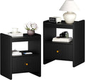 HIFYOBRO 21.6" Tall Fluted Nightstand Set, End Table by HIFYOBROUS