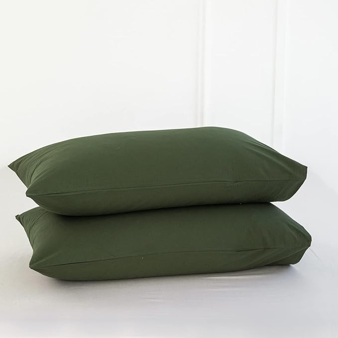 MooMee Bedding Pillowcases Pack of 2 100% Washed Cotton Linen Like Textured by MOOMEE