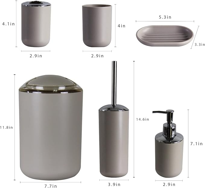 IMAVO Bathroom Accessories Set, Bathroom Set, 7 Pieces Bathroom Accessory Set - Image 3