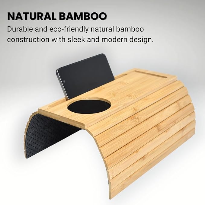 Bamboo Sofa Arm Tray, Couch Arm Table Caddy - Image 6