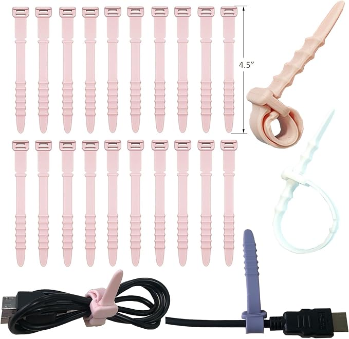 Reusable Silicone Zip Ties Cord Organizer: Silicone Cable Ties Straps by GELIAL