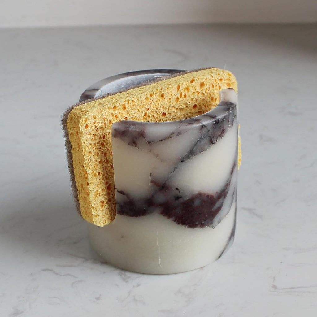 Natural Marble Travertine Sponge Holder for Kitchen Counter, Drying