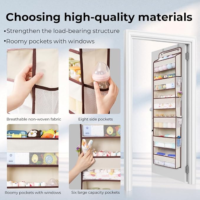 WishJazz Over the Door Organizer, 6 Shelf 50 lbs Load door organizer hanging - Image 4
