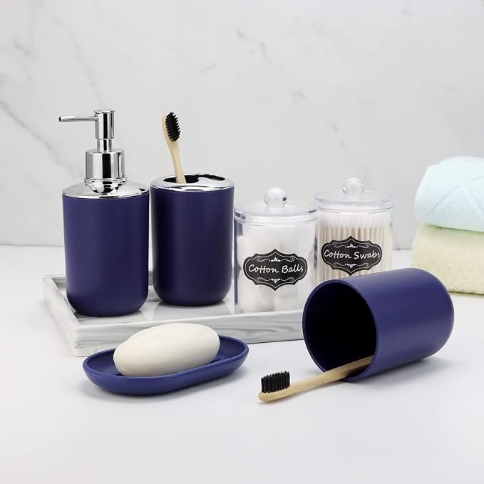 IMAVO Bathroom Accessories Set, 9 Pieces Bathroom Accessory Set, Qtip Holders - Image 4