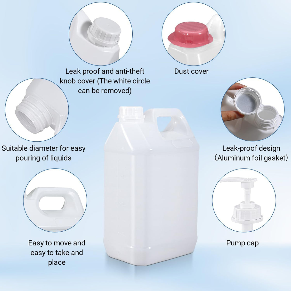 1 Gallon Plastic F-Style Jug (4-Pack) Reusable Food-Safe, Heavy-Duty