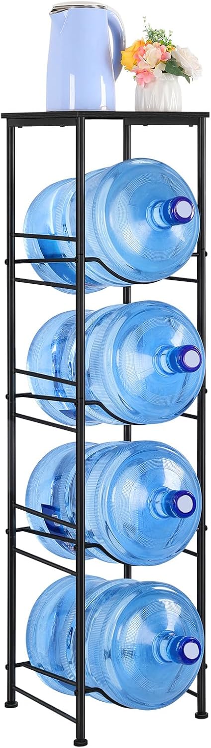 5 Gallon Water Jug Holder 4 Tier Water Bottle Rack with Storage
