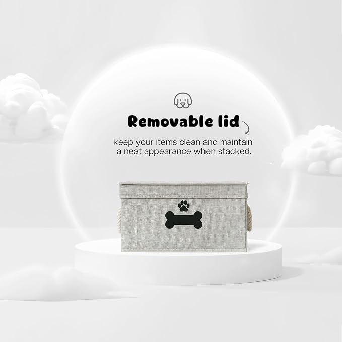 Dog Toy Basket with Lid, Dog Basket - Image 3