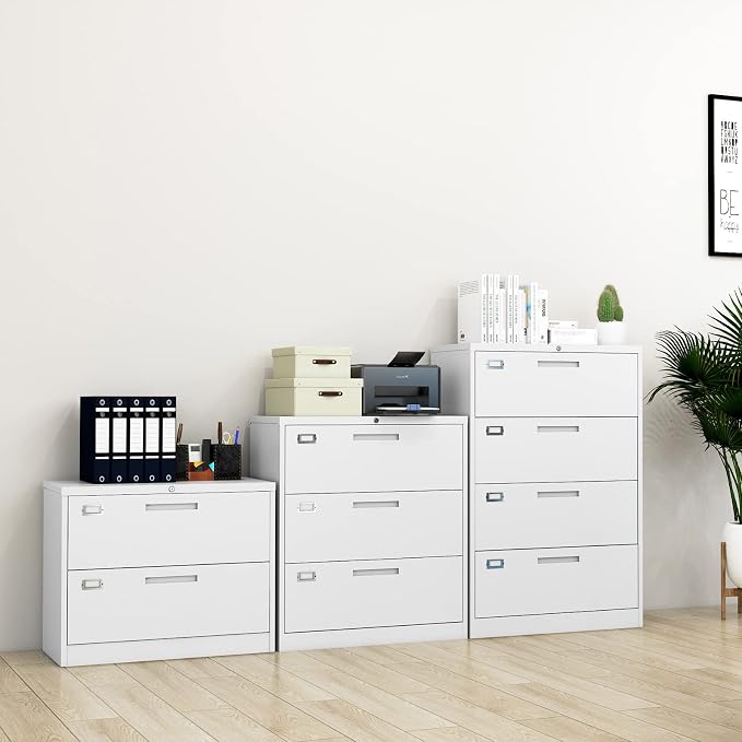 Lateral File Cabinet with Lock, 2 Drawer Large Metal Filing Cabinet, Home - Image 9
