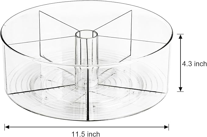 360° Rotating Makeup Organizer 11.5" Clear Turntable Lazy Susan Organizer - Image 2