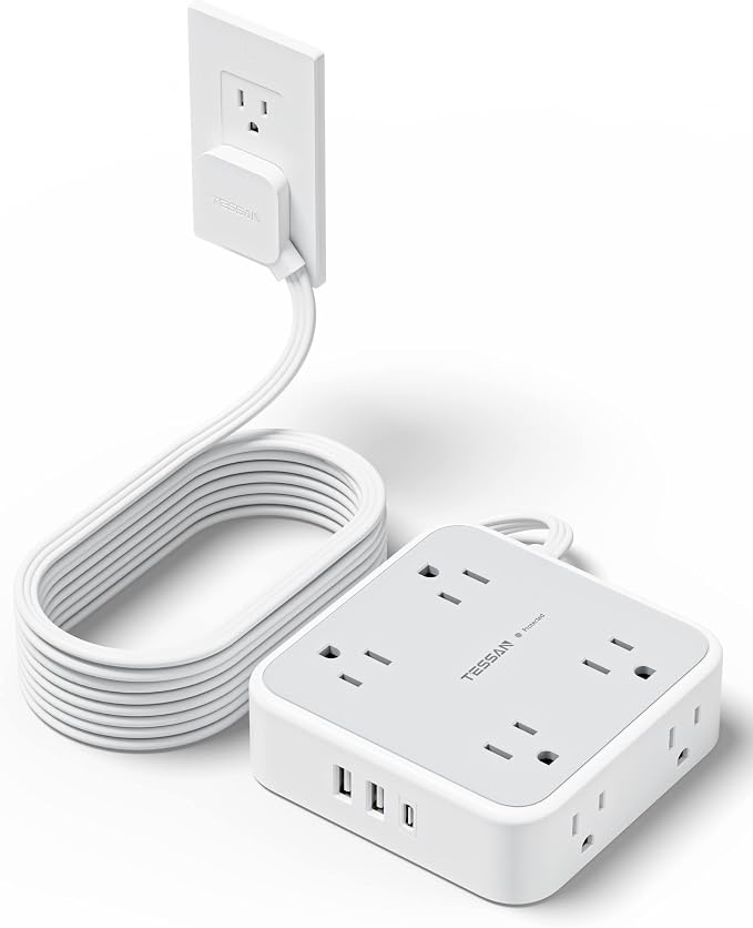 TESSAN Surge Protector Power Strip 15 Ft Cord, 8 Widely Spaced Outlets by TESSAN