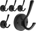 Black Towel Hooks for Wall, 5 Pack Coat Robe Hook Heavy Duty Metal Double Bath by TOFIIGREM