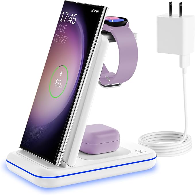 Wireless Charging Station for Samsung/Android, Fast Wireless Watch Charger by LOPUION