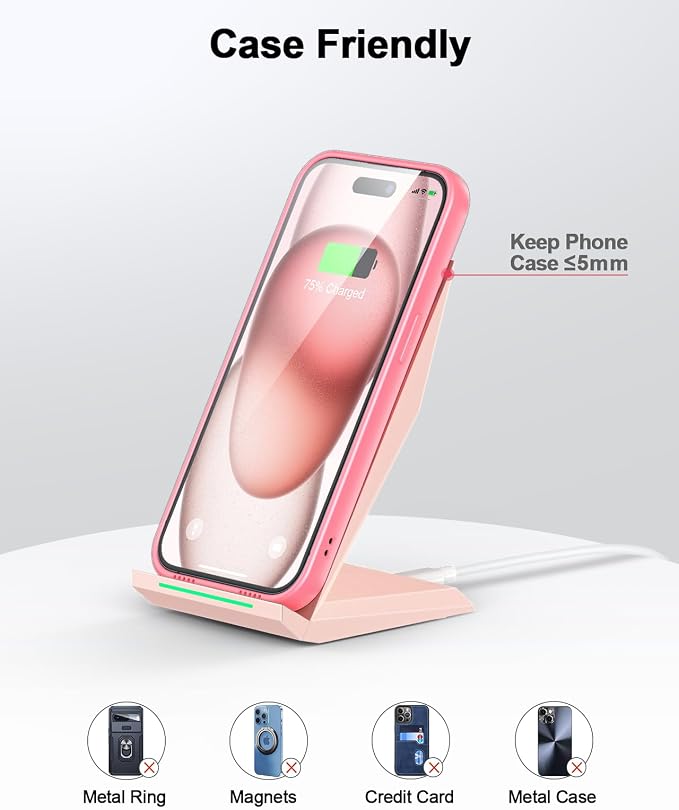 Wireless Charger with USB C Phone Charger, Qi Certified Charging Stand with 20W - Image 6