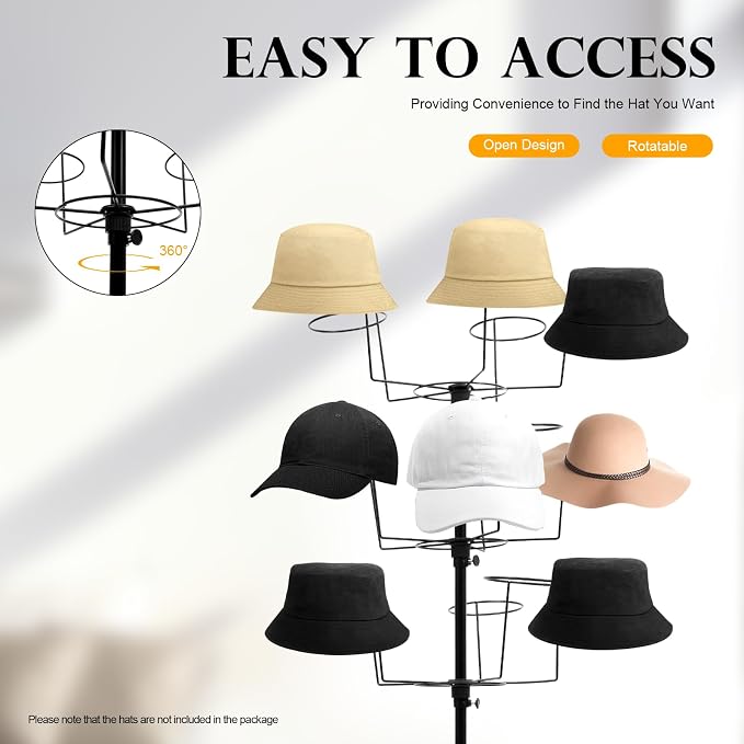 7-Tier Rotating Iron Hat Rack - Image 8