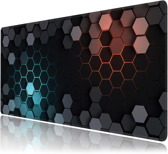 Hexagon Honeycomb Large Mouse Pad, Gaming Keyboard Desk Pad, Extended Mouse Mat by BAHDSISFA