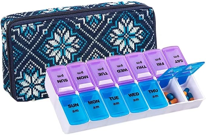 Weekly Pill Organizer 2 Times a Day, Zumd Pill Box 7 Day by zumd