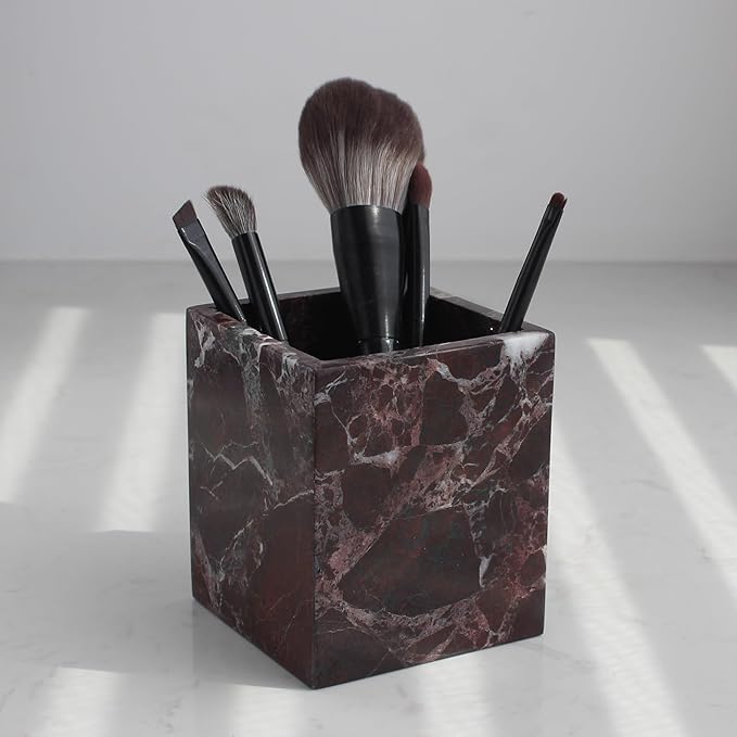 Natural Rosso Levanto Marble Square Storage Container by Natust