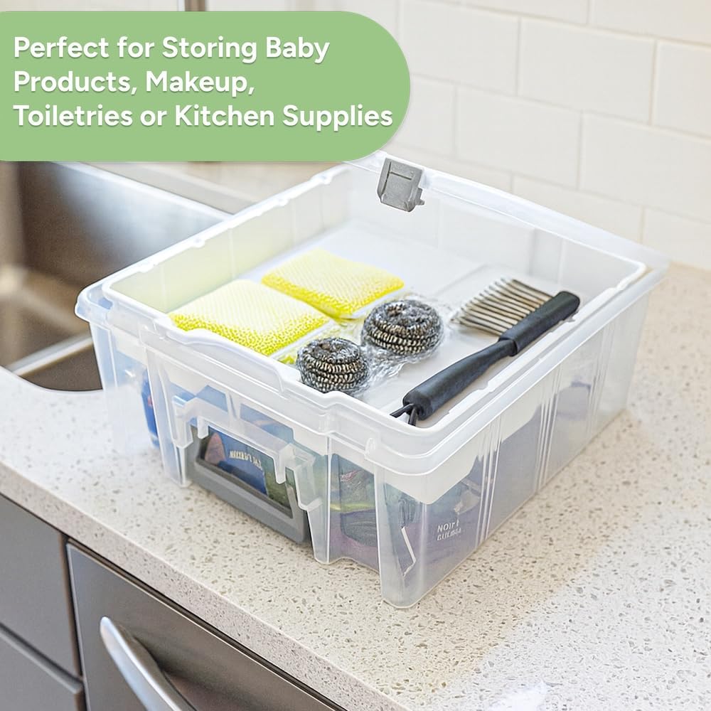 Kept Super Satchel Double Deep with Lift-Out Tray, Clear