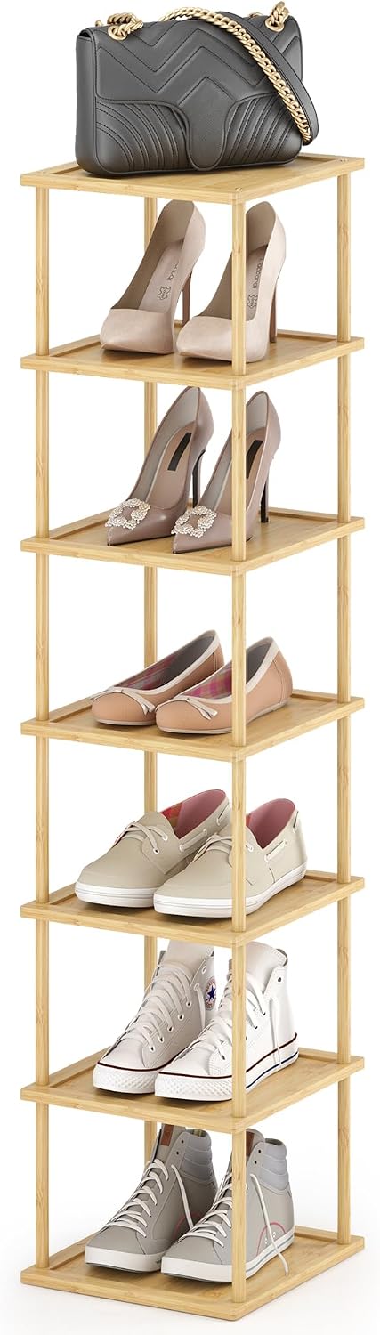 MHXW SXPN Bamboo Free Standing Shoe Rack Shelf Multi Tier Tall Wooden