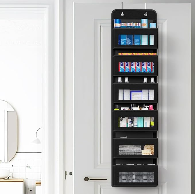 Simple Houseware 6 Clear Window Pocket Over Closet Door Storage Hanging - Image 5