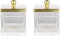 Glass Cotton Jar Holder 2 Pack– Brushed Gold Lid, Elegant Bathroom