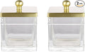 Glass Cotton Jar Holder 2 Pack– Brushed Gold Lid, Elegant Bathroom Storage by IndecorHome
