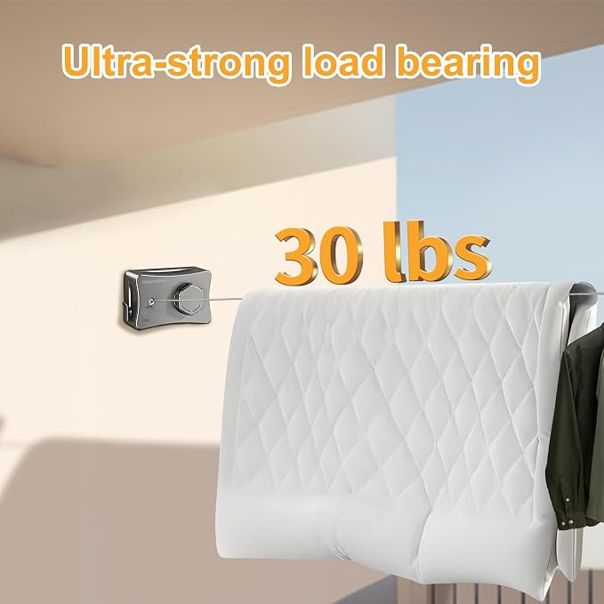 Retractable Clothesline Indoor & Outdoor, Non-Sagging Wall Mounted Drying Rack - Image 4