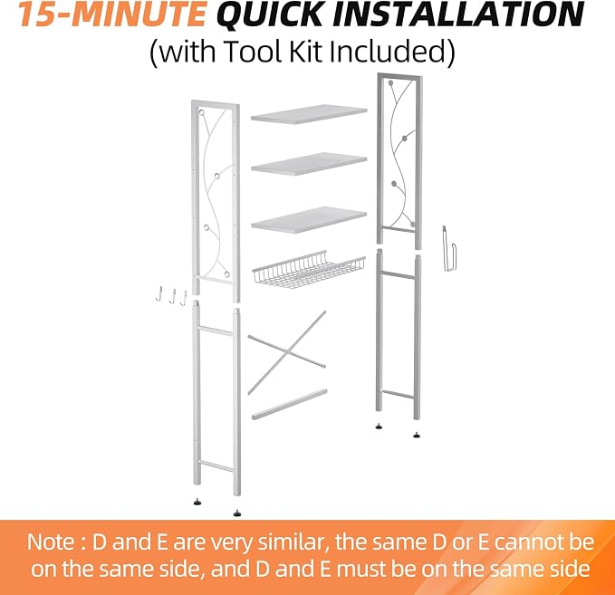 Over-The-Toilet Storage Rack, 4-Tier Bathroom Organizer Shelf Over Toilet - Image 9