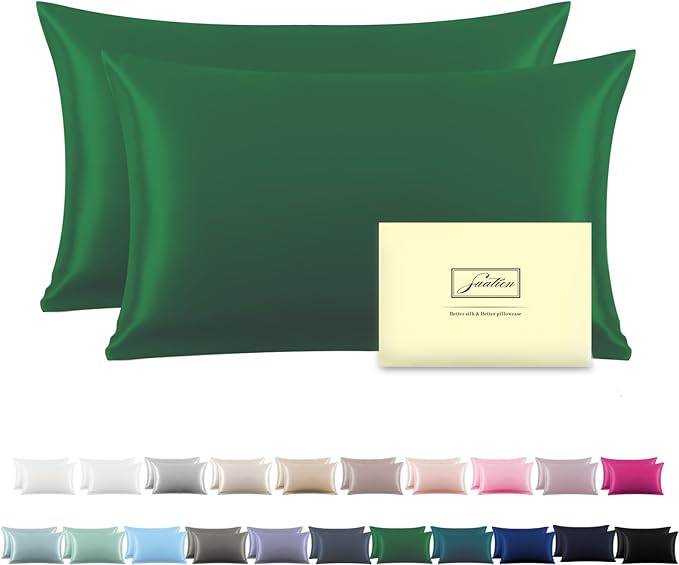 Silk Pillow Cases 2 Pack Soft Breathable and Sliky Standard Size Pillow Cases by Suatien