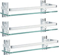 AIJALY 3 Pack Bathroom Glass Shelf, Aluminum Tempered Glass 0.34in Extra Thick by AIJALY