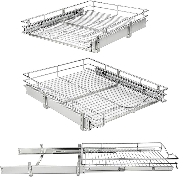 DINDON 1 Tier Pull Out Cabinet Organizer Heavy-Duty Metal Sliding Drawer Shelf - Image 9
