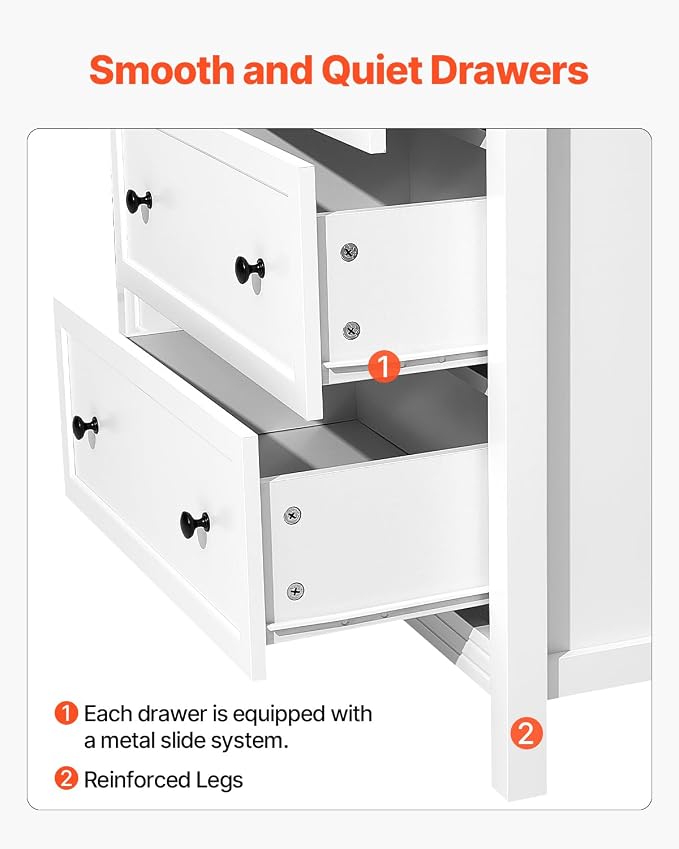 VEVOR 6 Drawer White Dresser, Wood Dresser Chest of Drawers - Image 7