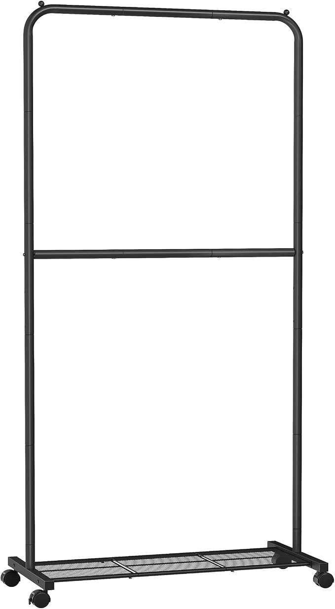 SONGMICS Clothes Rack with Wheels, Double-Rod Clothing Rack by SONGMICSbySONGMICSHOME