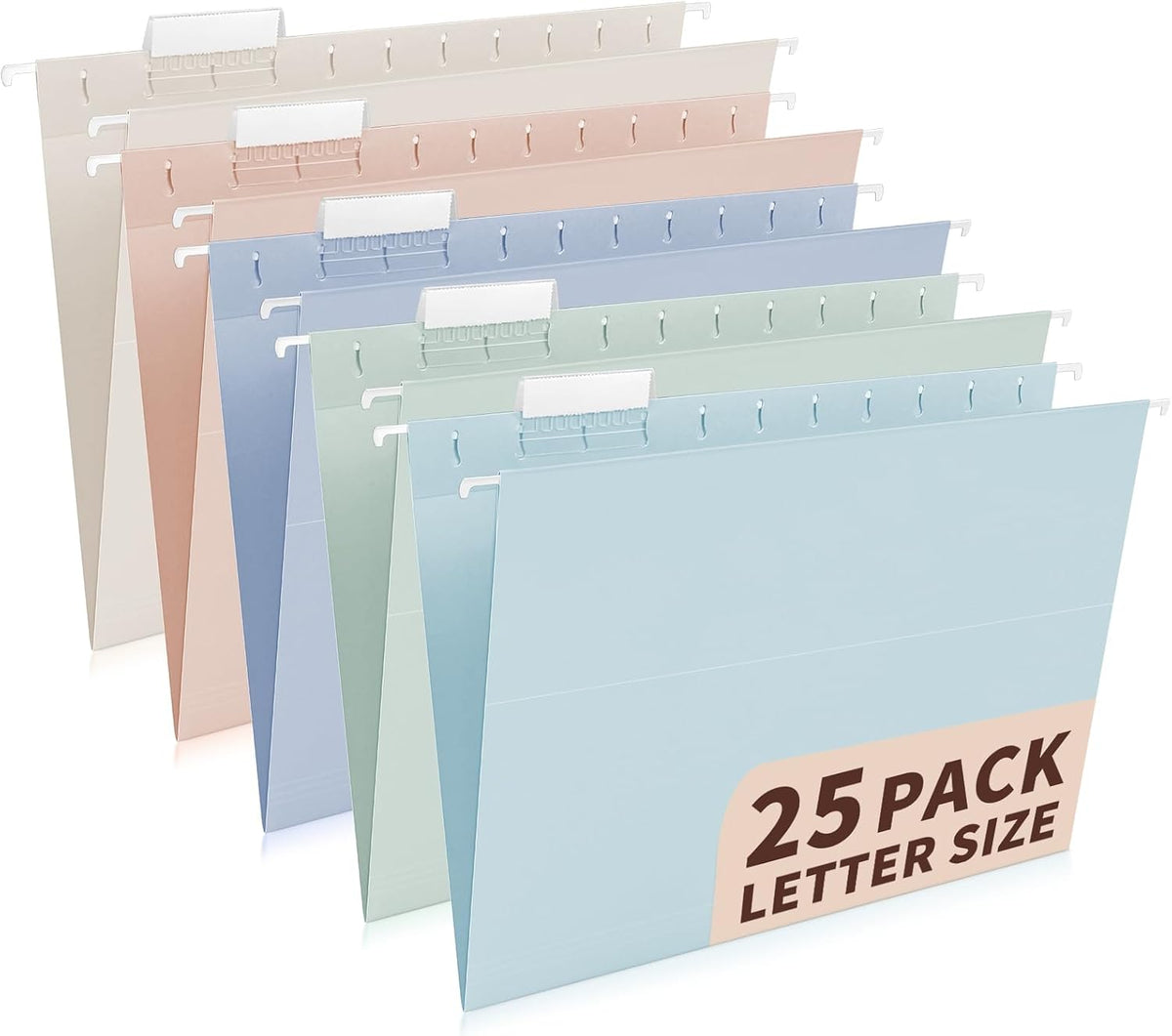 25-Pack Morandi Hanging File Folders,Letter Size with 35 Transparent