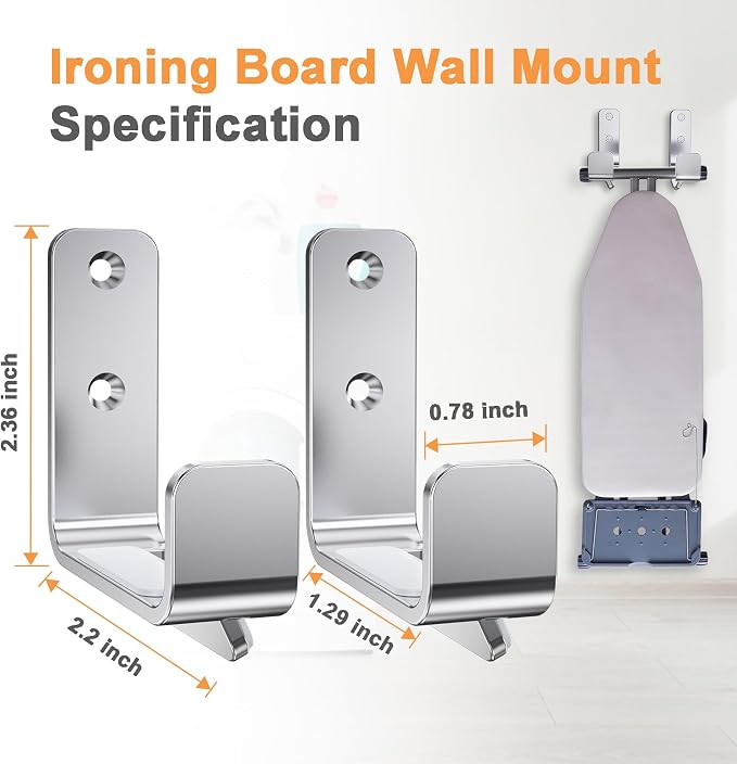 Ironing Board Holder Hanger Wall Mount, 304 Stainless Steel Ironing Board Hanger - Image 4