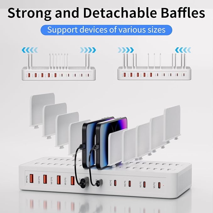 60W Charging Station for Multiple Devices, 10-Port USB Fast Charging Station - Image 6