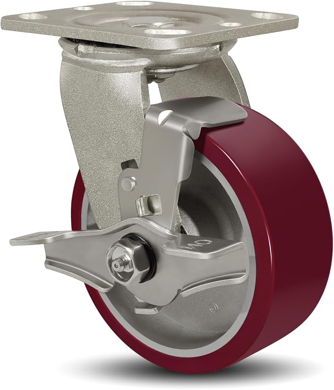 SY America 5" X 2" Casters Wheels, Heavy Duty Industrial Casters，Polyurethane by SYAmericaIndustrialCasters